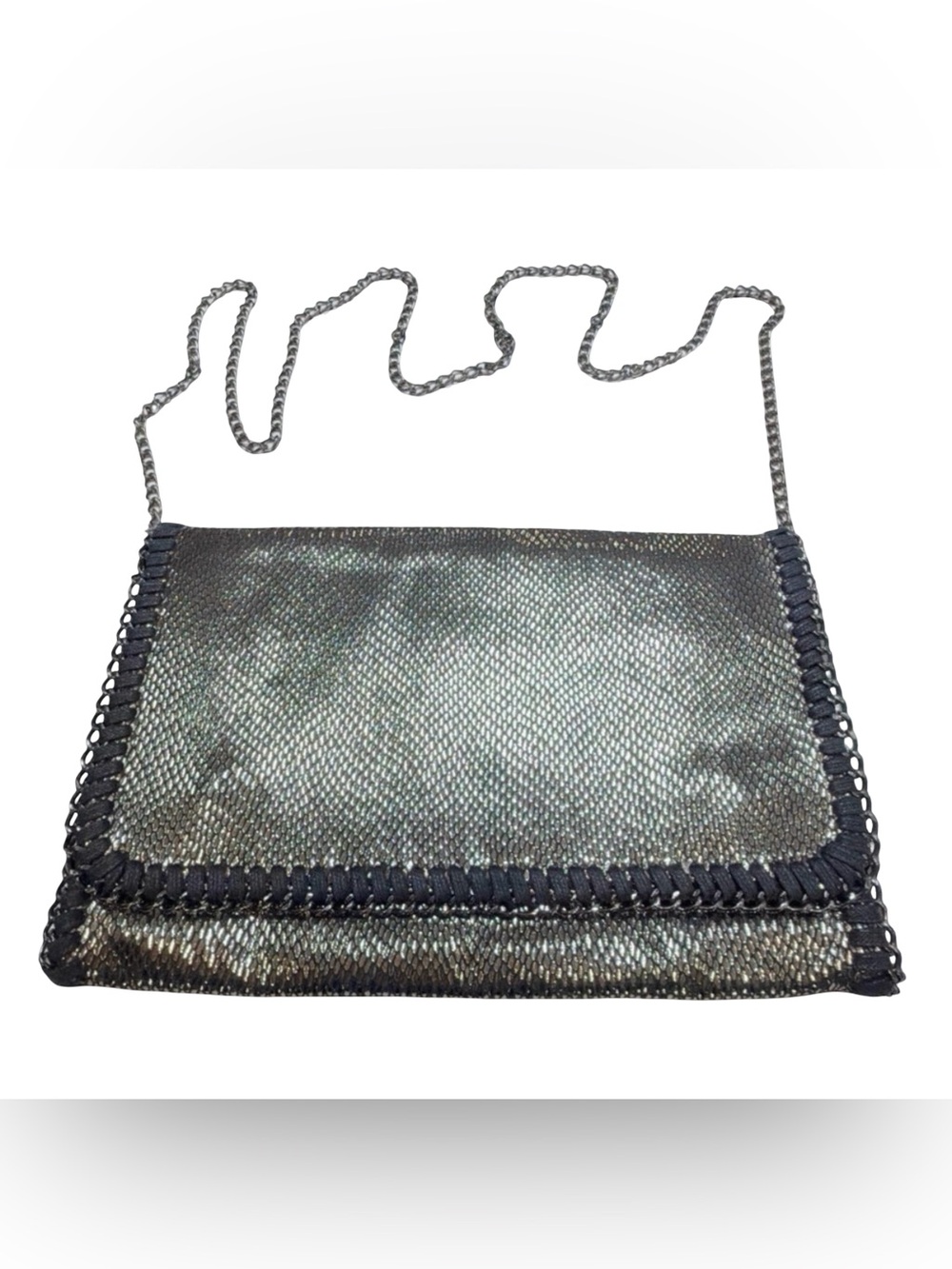 Tarnish Metallic Chain-Strap Handbag | Women’s | Silver Tone Evening Clutch